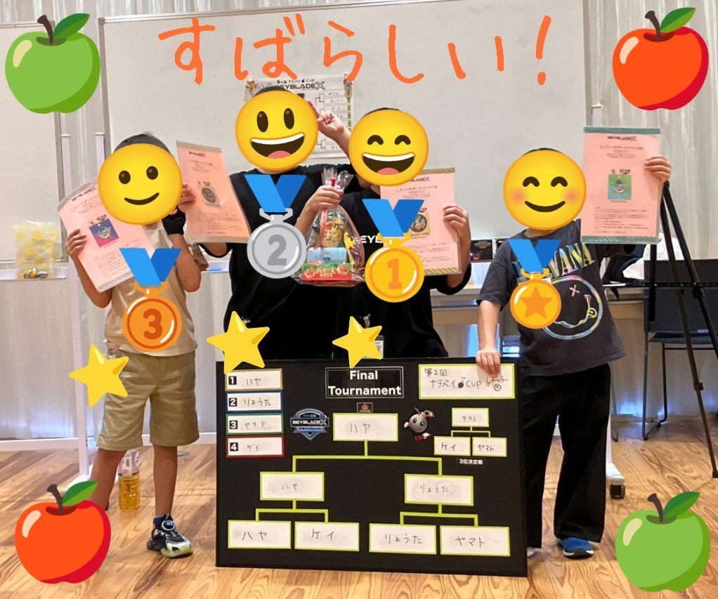 narabeybomb's tweet photo. 第2回ナラベイ●～*CUP
レギュラー②（インフィニティ）

🥇ハヤくん
🥈りょうたくん
🥉ヤマトくん
🏅ケイくん

なんとハヤくんが2連覇‼️お菓子トロフィー2個目ゲット🍭
こども達の熱い戦い🔥悔しい涙もあり⋯みんな頑張ってました✨✨ https://t.co/Y5p694YZnz