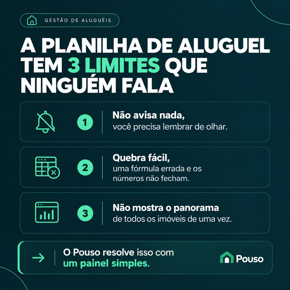 pousoapp's tweet photo. Você ainda controla o aluguel dos seus imóveis por planilha? 📊
👉 Link na bio pra conhecer o Pouso.
Você ainda usa planilha ou já trocou? Conta aqui nos comentários. 👇
#gestaodealuguel #proprietariodeimovel #aluguel #imoveis #autogestao #pousoapp https://t.co/pzcJQfgY9Q