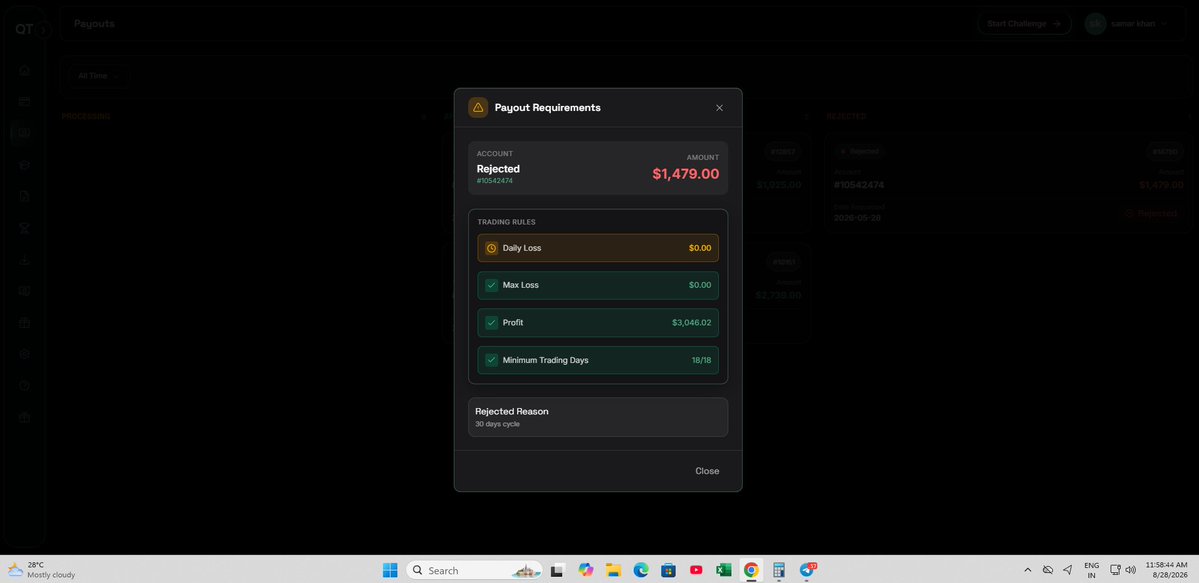 QsGaming's tweet photo. 🚨 @QT_Funded — still waiting for my payout. @AlexQuantTekel @JamesQuantTekel 

I’ve completed every requirement you asked for:
• 30-day payout cycle ✅
• Required profitable days ✅
• Two risk interviews ✅
• New payout request submitted ✅
Yet after months of waiting, there is still no clear payment date or proper resolution.
I’ve been patient long enough. Please process my payout and provide a concrete update instead of another generic response.
#QTFunded #PropFirm #PayoutDelay #ForexTrading #Trader