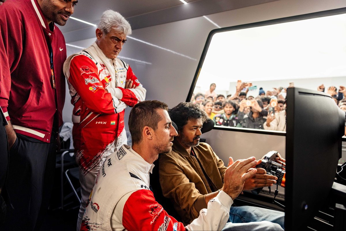 DoneChannel1's tweet photo. Last Saturday, Hon. Chief Minister of Tamil Nadu, C. Joseph Vijay, flagged off the racing event at the iconic Silverstone Circuit, UK, and extended his heartfelt wishes to Ajith Kumar and the entire team. 🏁🇮🇳🏎️ @CMOTamilnadu @Akracingoffl @SureshChandraa 
#AjithKumar #JosephVijay #AjithKumarRacing #AK