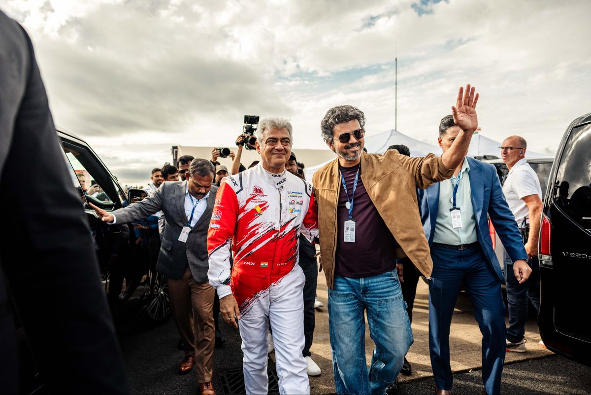 DoneChannel1's tweet photo. Last Saturday, Hon. Chief Minister of Tamil Nadu, C. Joseph Vijay, flagged off the racing event at the iconic Silverstone Circuit, UK, and extended his heartfelt wishes to Ajith Kumar and the entire team. 🏁🇮🇳🏎️ @CMOTamilnadu @Akracingoffl @SureshChandraa 
#AjithKumar #JosephVijay #AjithKumarRacing #AK