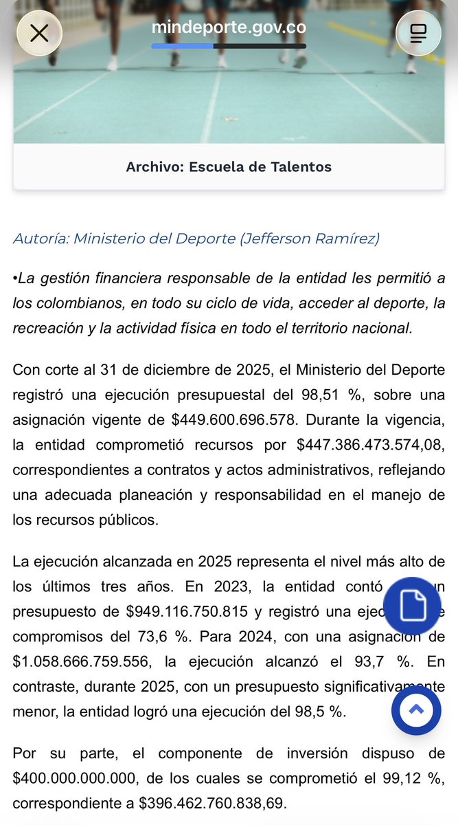 Maldo1007's tweet photo. @MafeCarrascal Hipócrita!  Que pensarás tú cuando Petro recibió el Ministerio del Deporte con un presupuesto de aproximadamente $898.000 millones en 2022. Para 2026, último presupuesto de su gobierno, quedó en unos $496.000 millones. Es decir, termina con cerca de $402.000 millones menos. https://t.co/3o4lNbMPq9