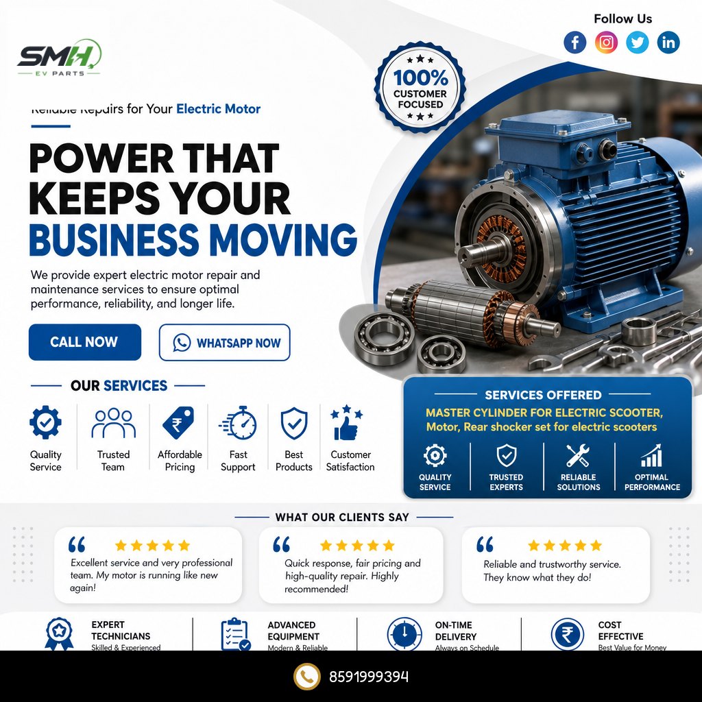 ClarisaCon2bgp's tweet photo. SMH E Ventures specializes in reliable electric motor repairs for all motor types. Trust us to keep your electric scooter running smoothly. https://t.co/SdIiVxsMts