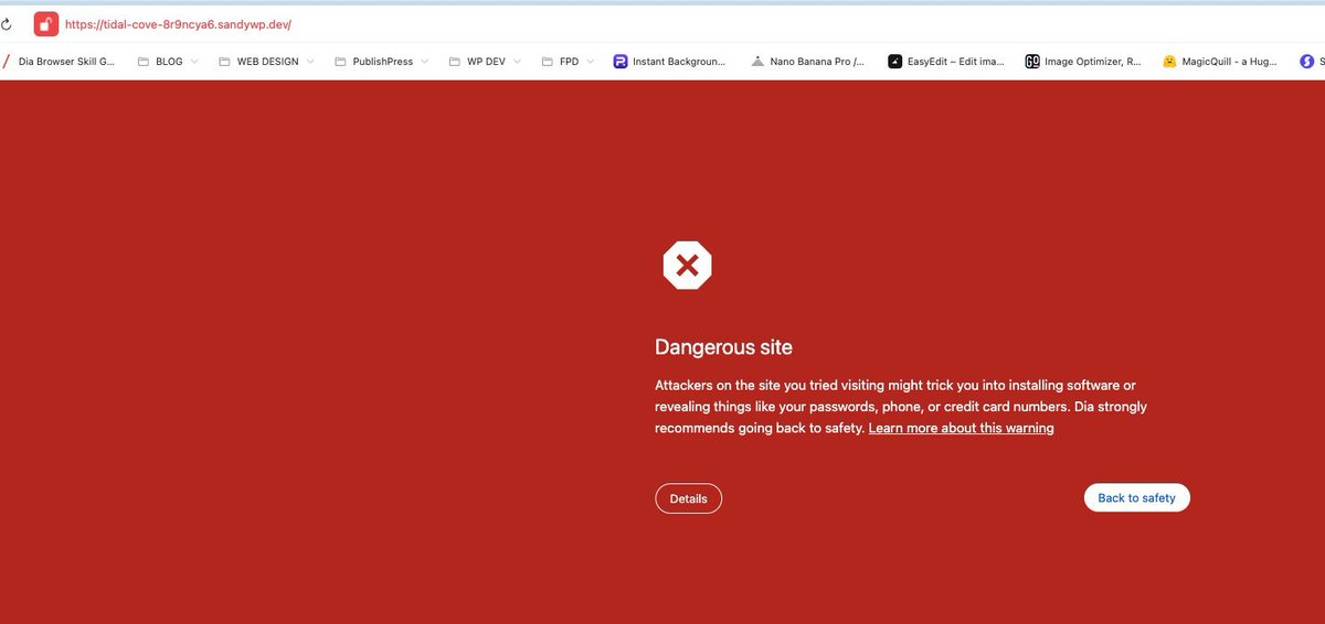 SandyWPcom's tweet photo. 🚨Incident Update 🚨

One of our sandbox worker domains was flagged by Google Safe Browsing earlier today. 

We've deployed a fresh server on a new clean domain to keep your sites loading normally while we work with Google to clear the flag. 

Sorry for the disruption 🙏 https://t.co/qqH6bYRA31