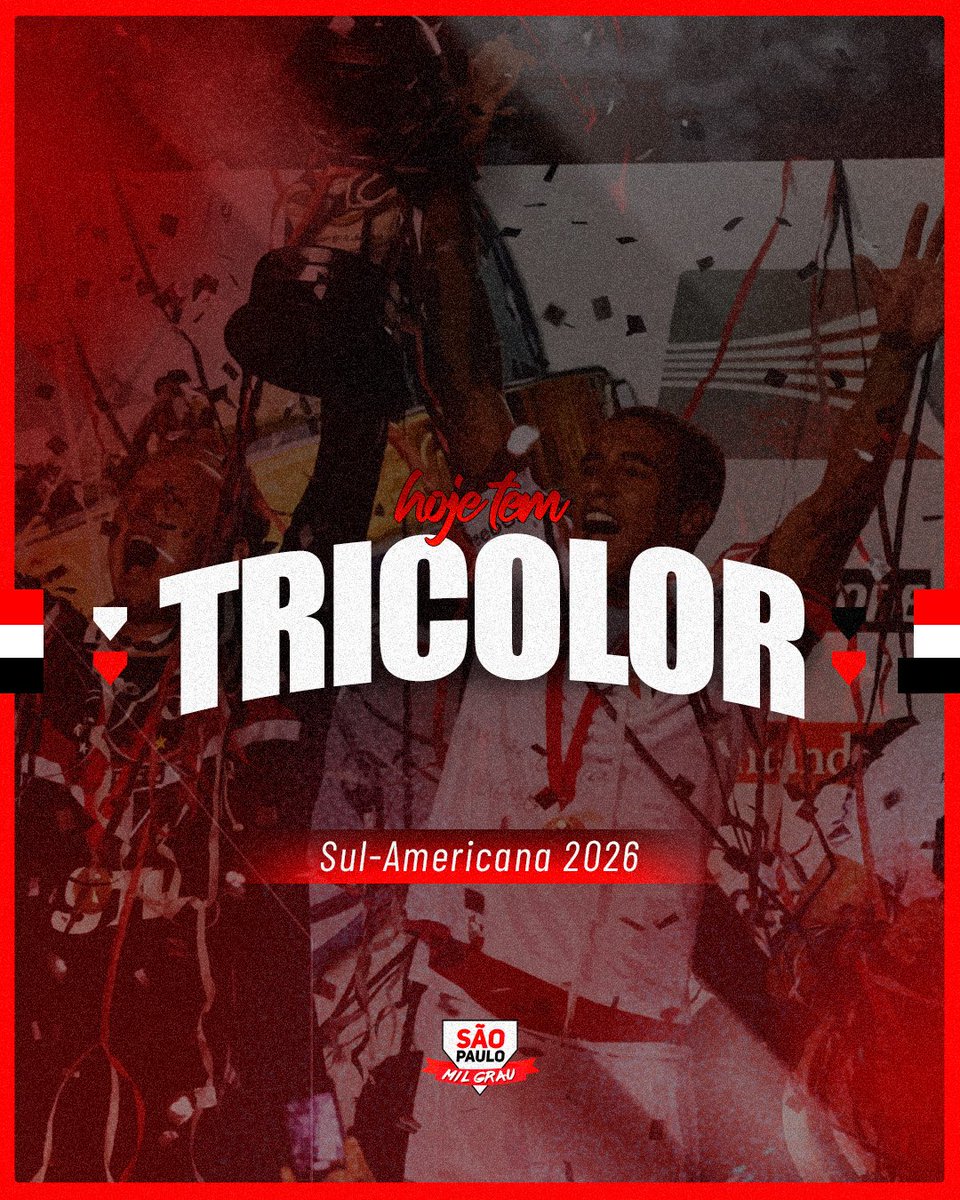 SaoPauloMiIGrau's tweet photo. HOJE E SEMPRE É PRA QUEM ACREDITA. VAMO SÃO PAULO! 🇾🇪 

🏆 Quartas volta - Sul-Americana
⏰ 21:30
🏠 São Paulo x Boca Juniors
📺 SBT e ESPN/Disney+