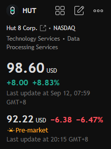 OakcKeller's tweet photo. Daily Pre-Market Must-Read

$HUT rips +8.83% to $98.60 after Dan Loeb’s Third Point loads up hard. Crypto miners on fire! 🚀🔥

$HUT #Bitcoin https://t.co/SPGZiNwE3A