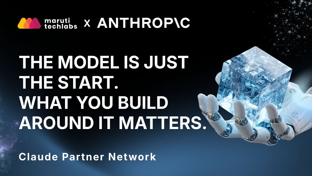 MarutiTech's tweet photo. We’re now part of Anthropic’s Claude Partner Network.
Excited to work with Anthropic and help businesses solve problems that actually matter with Claude.
#Anthropic #Claude #ClaudePartnerNetwork #AgenticAI #EnterpriseAI #GenerativeAI https://t.co/m7k1fdVH9l