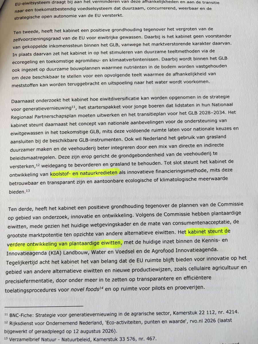 PvanHouwelingen's tweet photo. Er komt een “EU-eiwitsysteem. Doel is minder dierlijke en meer plantaardige eiwitten en “een 50/50-verhouding in 2030”.  Daarbij wordt door het kabinet ingezet op “het belonen van duurzame productie via koolstof- en natuurcredits”.👇 https://t.co/QUDC3zeE6W