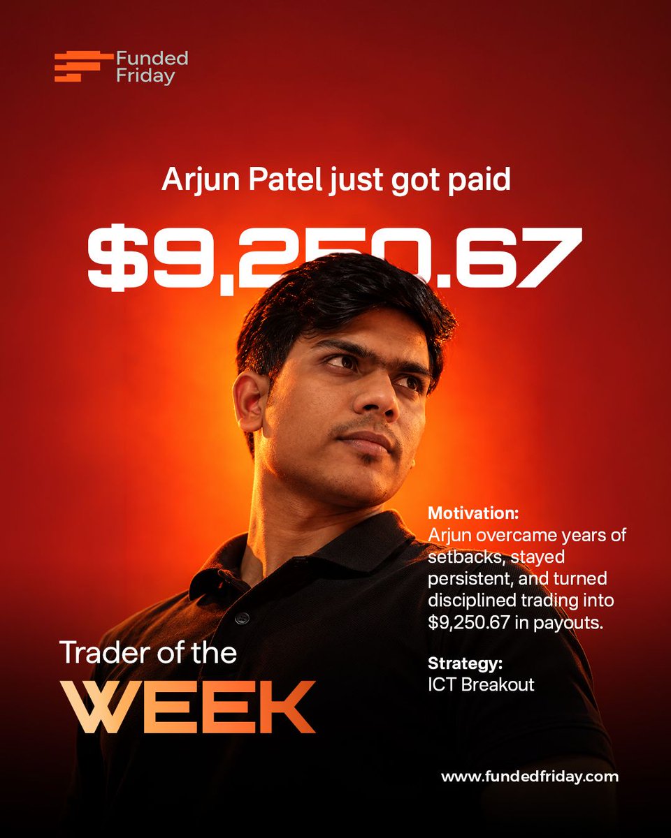 Fundedfriday's tweet photo. Years of Setbacks. One Breakthrough. Payout: $9,250.67 ๐ธ
Setbacks tested him. Discipline moved him forward.
https://t.co/7V1nROBYBd
#FundedFriday #Success #Trading #GetFunded #PropFirm https://t.co/O6MyAMn9Jb