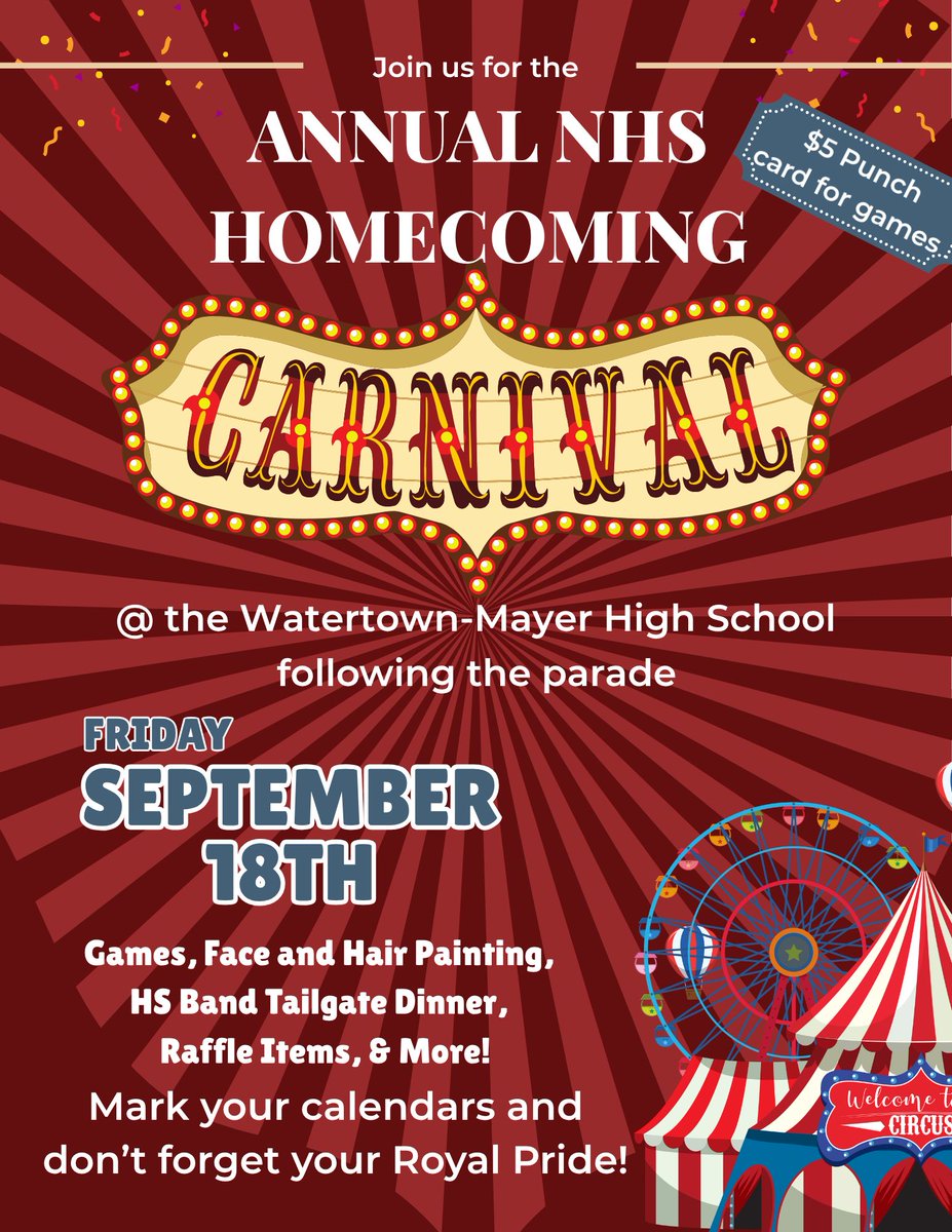 WMPublicSchools's tweet photo. Homecoming Fun is this week at WM!
WM National Honor Society is hosting their annual Homecoming Carnival!
📆Friday, September 18th
⌚Following the Parade
📍WM Auxiliary Gym
💰$5 punch card for games
Games, Face & Hair Painting, Raffle Items, & More!
#111Reasons #HOCO26 #WMNHS https://t.co/QykE3Nrnls