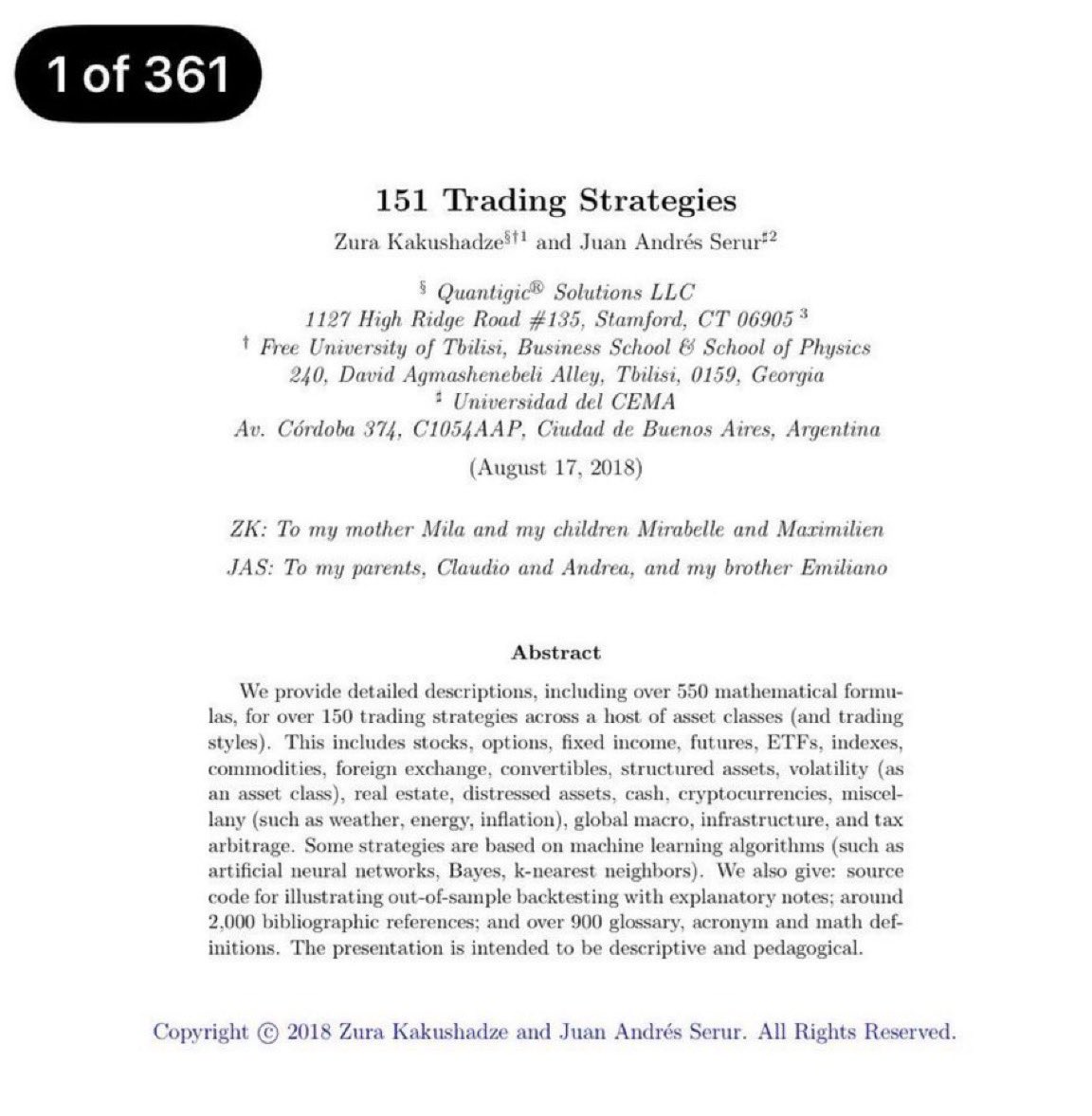 KirkDBorne's tweet photo. Mathematics for Trading — 151 Strategies (download open-access 361-page PDF):  https://t.co/OJ1X9QH2JB https://t.co/GPzCtXYN7n