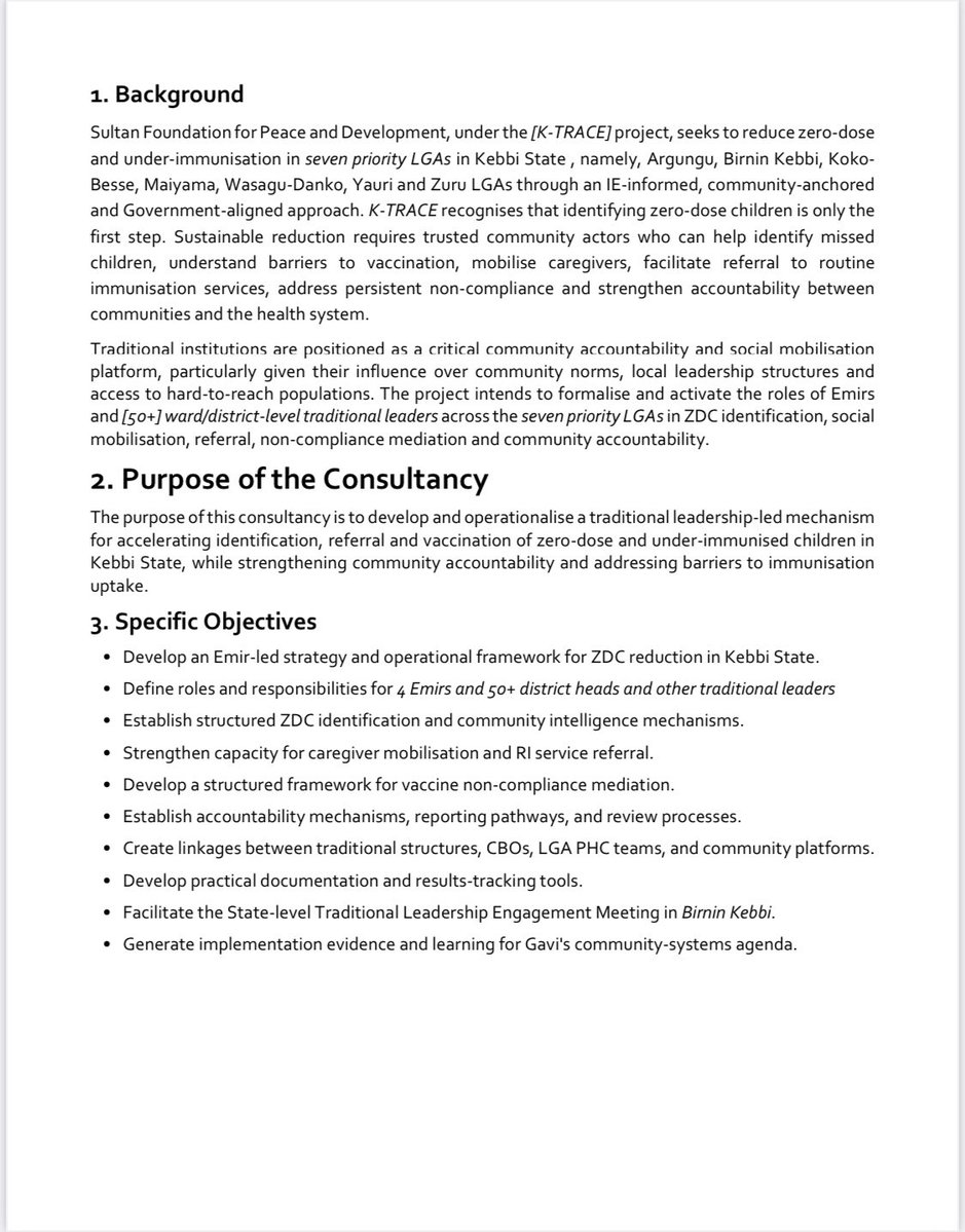 foundationSFPD's tweet photo. Expression of Interest:
Consultancy to Design and Operationalise the Emir-Led Zero-Dose Accountability, Social Mobilisation and Non-Compliance Mediation Strategy_K-TRACE Project.
￼ https://t.co/VrWdi7FPuA