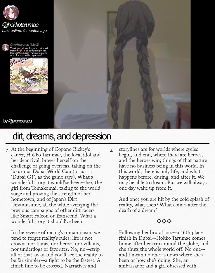 wonderacu's tweet photo. [✬✬✬]

long time no see... i hope you won't mind listening to me for a little while longer, of a little tale between two dirt girls, of depression, of dreams https://t.co/0vTXJ1F4JR