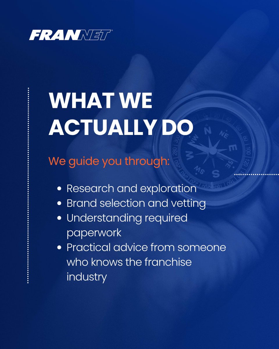 FranNet_Team's tweet photo. You might be wondering: What does it cost to work with us? Here’s the answer: Nothing.

#FranchiseConsultant #FranchiseBroker #Consultation https://t.co/ZkOEmvaYHK