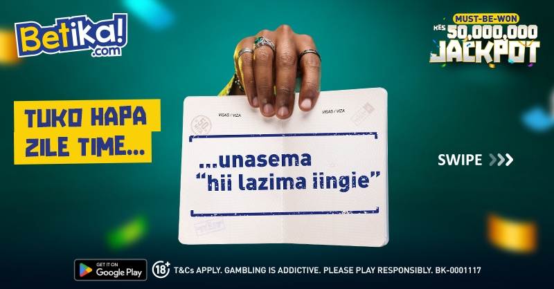 betikaKe's tweet photo. Babygurl, Babyboy, it's time!
Time for you to move from the sidelines of sielewi kucheza Betika Must Be Won Jp, to playing it ju the understanding part, ndio hii 👇🏼 sasa. Ukishaelewa, you have the ammunition to ace 50MILLI even before the 8weeks are over. So, tupulizie kipenga?