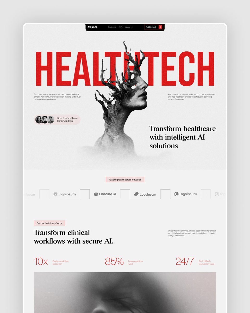 SahilDobariya24's tweet photo. Day 258 / 365 — Continuing the daily UI momentum with a cutting-edge and secure AI healthtech concept!

#UIUX #SaaSDesign #WebDesign #HealthTech #BuildInPublic https://t.co/s9e6vnQYQo