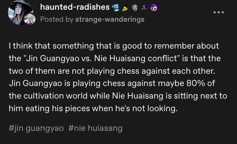 Elizabethswwann's tweet photo. Nie Huaisang’s genius was in making everyone underestimate him while he was quietly three moves ahead. https://t.co/gtDzwXWuFb
