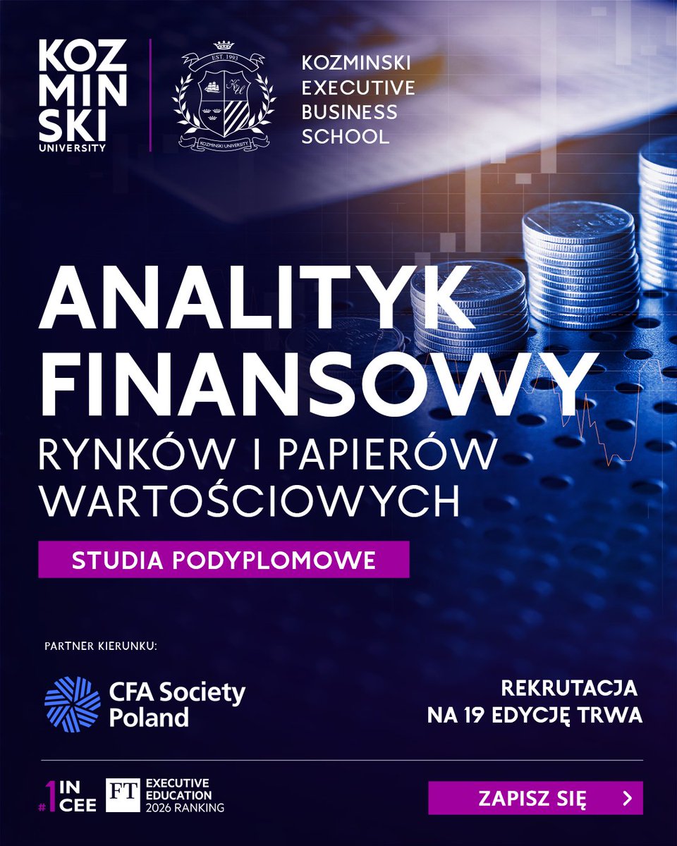 CFAPoland's tweet photo. Zostały niecałe dwa dni na zapisy na studia podyplomowe Analityk Finansowy Rynków i Papierów Wartościowych.

Razem z Akademią Leona Koźmińskiego prowadzimy je po raz 19.

https://t.co/IPDXdRMWYb https://t.co/Y87VJv3rky