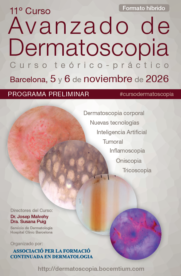 CAMFiC's tweet photo. 🔬 Torna el Curs Avançat de Dermatoscòpia

🗓️ 5 i 6 de novembre de 2026. Apunta’t i tria com seguir-lo: presencialment a Barcelona o via streaming.

Dos dies per aprofundir en dermatoscòpia, IA, noves tecnologies i casos pràctics amb experts nacionals i internacionals.

Inscriu-t’hi: https://t.co/mPI8iNr9me