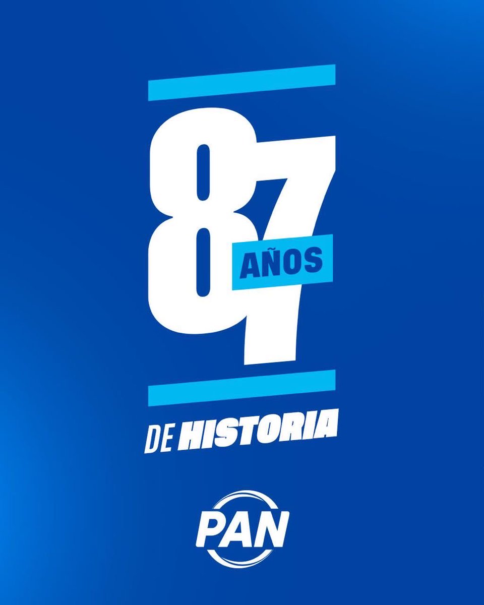 AccionNacional's tweet photo. ¡87 años de historia, convicciones y amor por México! 🇲🇽

Desde 1939, generaciones de panistas han luchado por la democracia, la dignidad de la persona, el bien común y las libertades de las y los mexicanos.

Nuestra historia está hecha de mujeres y hombres que nunca se rindieron, que enfrentaron al autoritarismo y demostraron que sí es posible cambiar a México.

Hoy, 87 años después, esa lucha continúa con orgullo por nuestra historia y con la mirada puesta en el futuro, defendiendo lo que nos une: nuestra Patria, la Familia y la Libertad.

#87AñosPAN