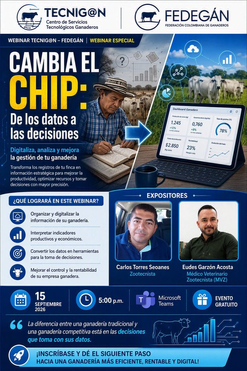 plbosconia_fng's tweet photo. 📷¡Cambia el chip y lleva tu ganadería al siguiente nivel! Inscríbete aquí:https://t.co/Jy88N5hRK6
#ConstruyendoGanaderia
#DerribandoMitos
#OrgullosamenteGanaderos
@Fedegan 
@jflafaurie 
@PLBarraquilla https://t.co/pd5E9P62oF