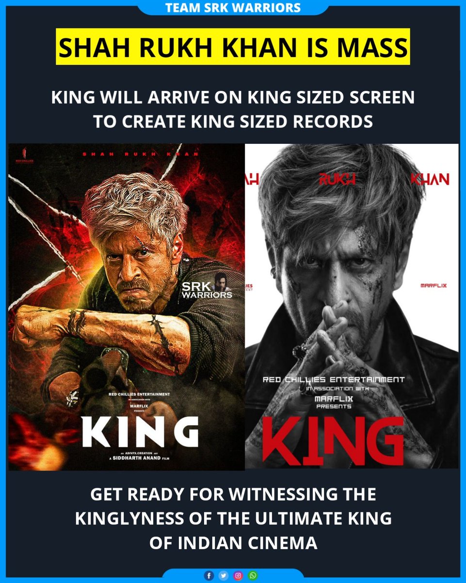 TeamSRKWarriors's tweet photo. KING will arrive on KING sized screen to create KING sized records. Get ready for witnessing the KINGLYNESS of the ultimate KING OF INDIAN CINEMA! 👑

KING ROARS IN 100 DAYS

#ShahRukhKhan #KING https://t.co/yCZvfKVVGs