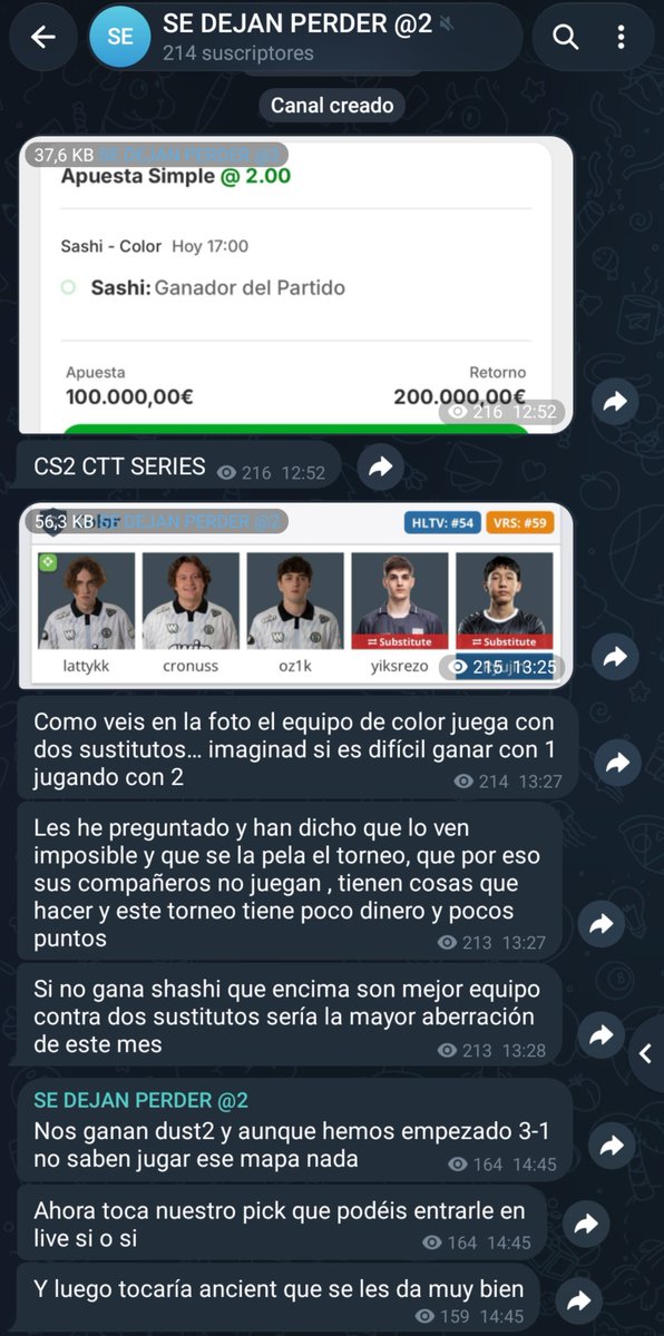 AlertaTipsters's tweet photo. "Se dejan perder"
"Les he preguntado..."
Color ha ganado 2-1 a Sashi, la apuesta es roja como la mayoría desde hace días de David.
Pero David sigue, porque el bank de la gente para él, es infinito.
David solo está creando próximos apostadores ludopatas.
No seas como David. https://t.co/AzEHGHei1S