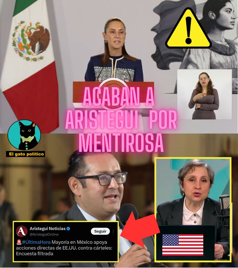 elgatopolitico_'s tweet photo. 🔴​🔴Pero qué desmentida la está dando la presidenta a Aristegui. 
Con datos duros le muestra una verdadera encuesta donde solo el 9% quiere que intervenga EE.UU. en México. Es completamente falso y absurdo que la mayoría de mexicanos quiera al ejército de EE.UU en México (como ella dice).

No cabe duda que Aristegui ahora es la nueva lacaya de los gringos:

"Es tan absurda (la nota de Aristegui) que realmente no impacta, pero quieren impactar en EE.UU. [...] lo único que busca esta información es provocar [...] 91% están en contra (de la intervención de EE.UU.)", dijo.
#MañaneraDelPueblo 📛📛