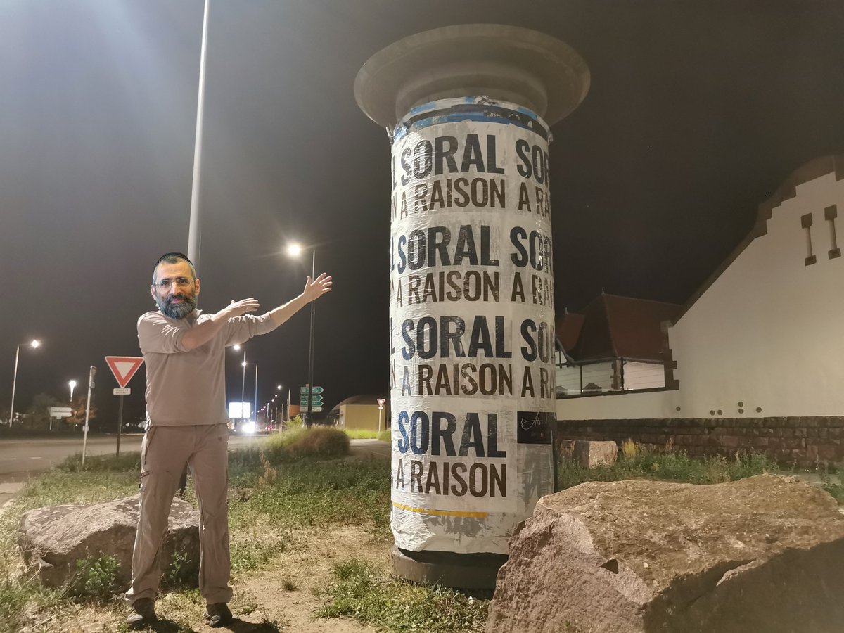 er_alsace's tweet photo. "Soral à raison ! "
Au tour des camarades colmariens de faire leurs travaux pratiques de rentrée. 
Affichage, slogans, présence : il faut savoir occuper l’espace et interpeller les regards.
Le militantisme, c’est aussi être présent, visible et actif sur le terrain.
Vivez ! 
Militez !