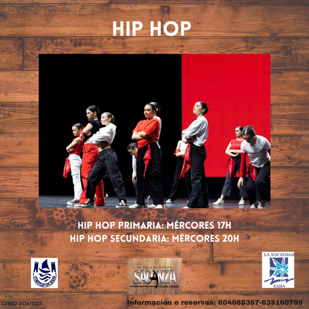 SociedadSada's tweet photo. 🕺 A ROMPELA EN SADA! ���
HIP HOP SADANZA
Primeira clase de proba GRATIS
Prazas limitadas, non te quedes fose do cypher! 🌀
@sadanza_escuela #HipHop #DanceSada #lasoci #danza https://t.co/G6stEpY3Xv