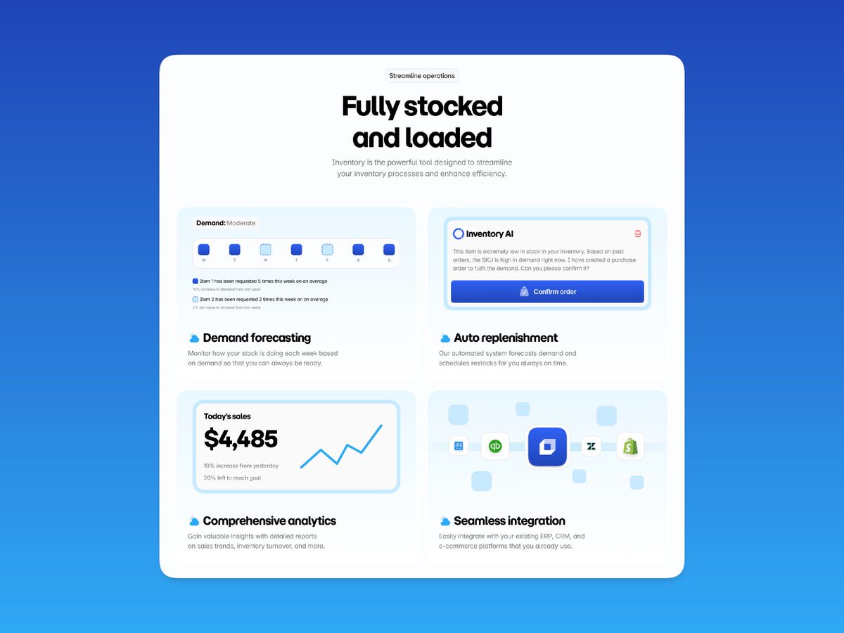 cosmoeui's tweet photo. Launch your Saas website today with Inventory: a management SaaS @framer template. 

It has all you need to showcase your product. 

Link: https://t.co/ML1j7sEvbH https://t.co/h6xY5gJHr7