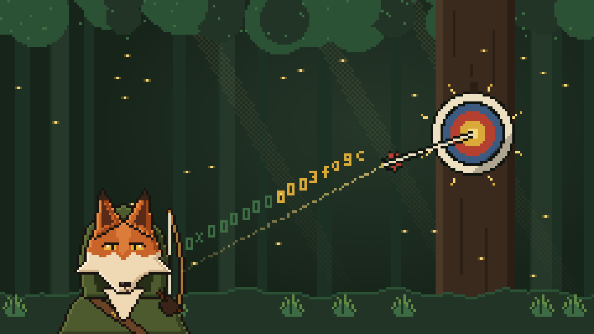 merrymenloot's tweet photo. How a hunt works:

Your browser hashes your address, a nonce, the last Outlaw's work and a recent block, over and over, until one lands below the network's target.

Your address is inside the hash, so nobody can take your find. https://t.co/iO6gQOtVXh