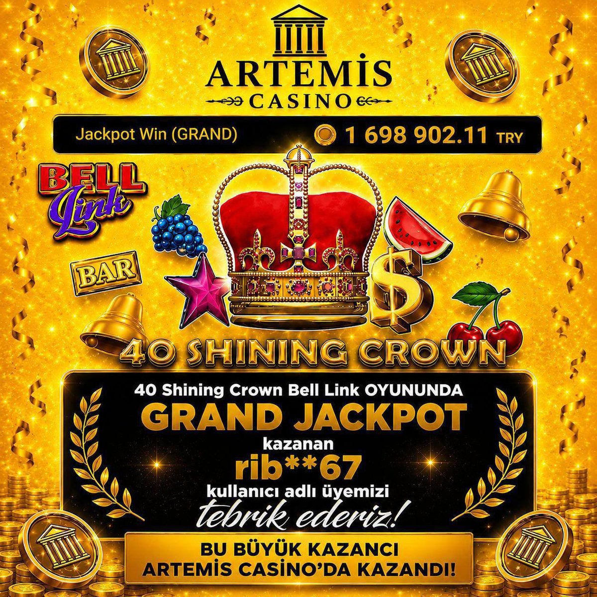 sitelerifsa1's tweet photo. Gelen şikayet mesajı ‼️ 

🚨 #Artemis  hakkında korkunç bir ödeme iddiası!

13.08.2026’da 1.698.902,11 TL Grand Jackpot kazandığını belirten oyuncunun, kazanç sonrası bakiyesi 1.700.828,63 TL’ye ulaştı.

Sonrası ise tam bir skandal iddiası:

❌ Hesaba erişim engellendi.

❌ Yıllardır kullandığı, defalarca oyun oynayıp küçük çekimler yaptığı üyelik silindi.

❌ Ardından kendisine “Sitede hiç üyeliğiniz olmadı” denildi.

❌ Yaklaşık 1,7 milyon TL’lik bakiye için ödeme yapılmadığı iddia ediliyor.

Daha da dikkat çekici olanı; kazançları Telegram kanallarında ve SMS'lerde reklam olarak paylaşılırken, iş ödeme yapmaya gelince hesabın ve üyelik geçmişinin ortadan kaybolduğu iddiası!

Kazanç reklamda var, ödeme nerede?
Bu iddialar doğruysa, konu son derece ciddi. Artemis Casino’nun kamuoyuna açık ve net bir açıklama yapması gerekiyor.

⚠️ Takipçilerimiz dikkatli olsun. 

Büyük kazanç vaadiyle hareket etmeyin, işlem yapmadan önce ciddi şekilde araştırın.

Yasa dışı bahis suçtur, suça ortak olmayın.

#Artemiscasino #Artemis