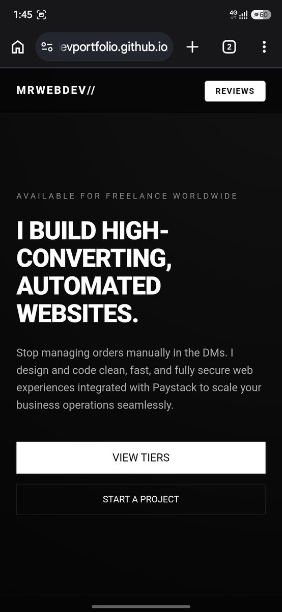 wtfistapha's tweet photo. I'm MrWebDev ๐๐ป
โI craft high-converting websites, dynamic frontend UIs, and custom web applications.
โ๐ Portfolio & Builds: [https://t.co/8bkVzaZaEZ
โ๐ฉ DMs are open for freelance projects,and tech collabs. Letโs connect! ๐
#webdev #frontend #techx https://t.co/JvAbs8HtCw