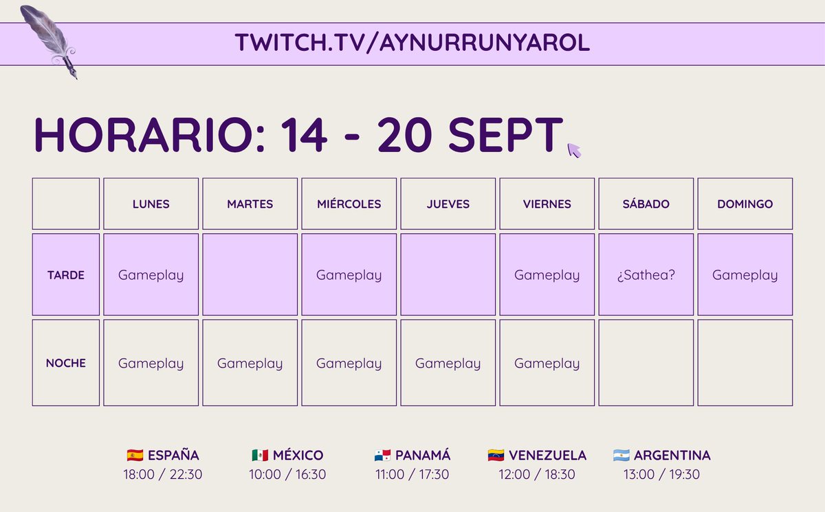 AynurRunyaRol's tweet photo. Horario de esta semanita
#sathea #satheaeclipse #gameplay #genshinimpact #layton #rol #roleplay #adomanual https://t.co/2IiifDCYEw