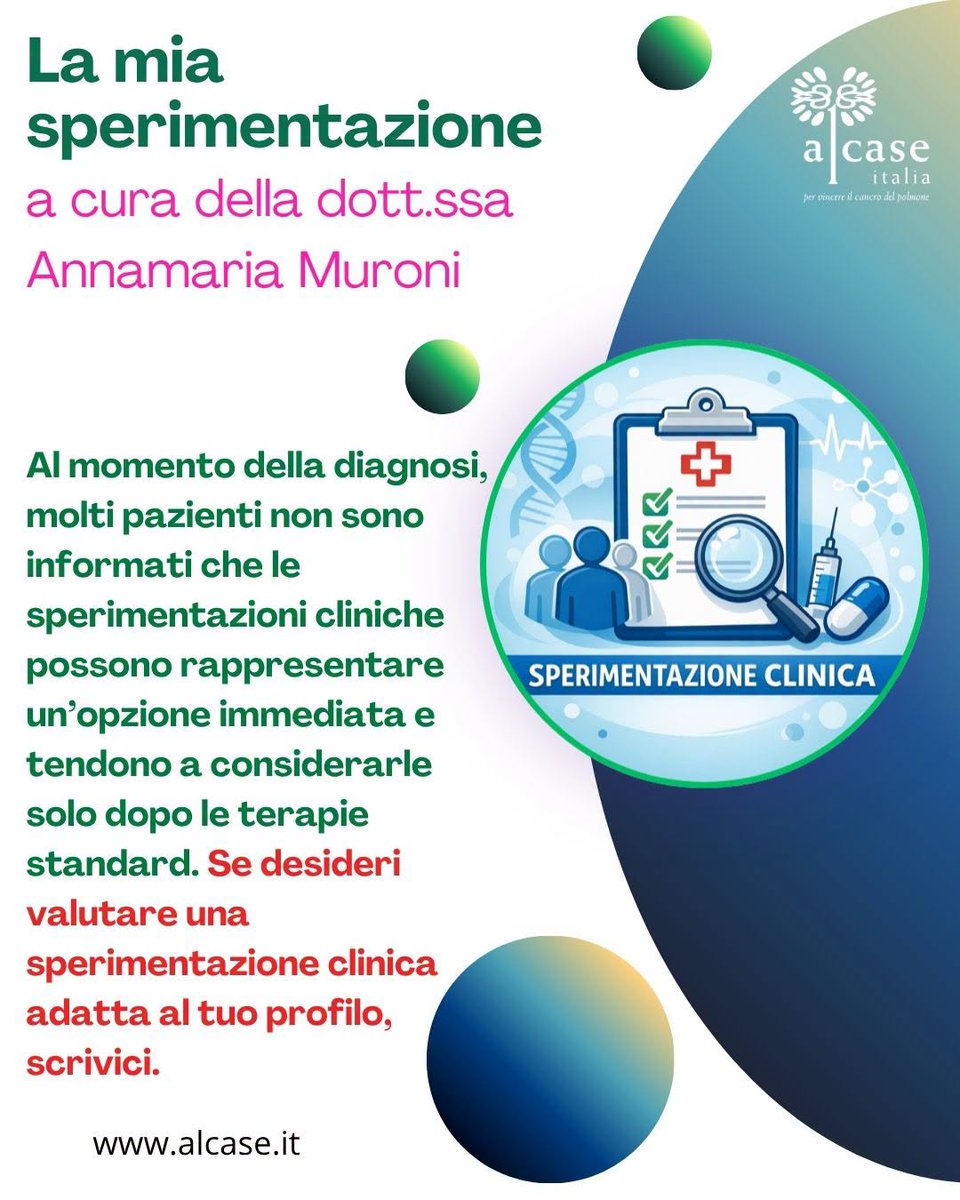 ALCASE_Italia's tweet photo. #lamiasperimentazione
Una delle domande più importanti da fare dopo la diagnosi è: "Esistono sperimentazioni cliniche adatte a me?"
Per questo è fondamentale informarsi il prima possibile, soprattutto in presenza di forme come il SCLC in stadio esteso.
https://t.co/k6c48CzgKg https://t.co/0COP3zcm2K