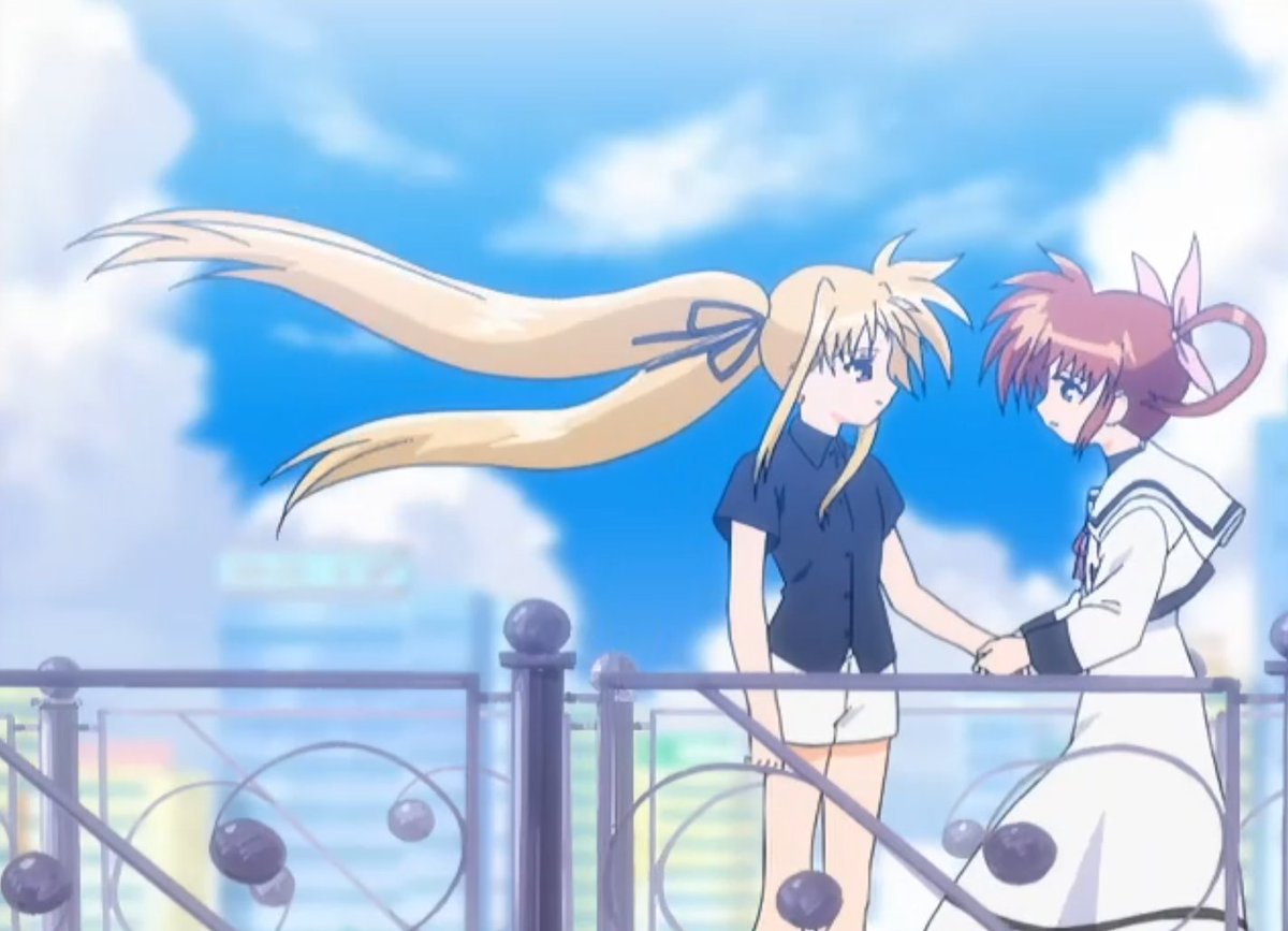 idkwhattofeell's tweet photo. beautiful ending for first season of magical girl lyrical nanoha now let me see those two reunite quickly https://t.co/zQwidYkaiC