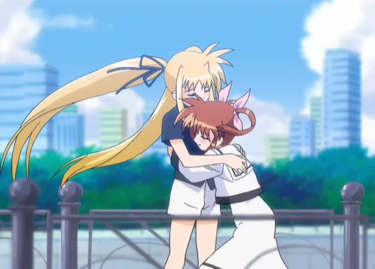 idkwhattofeell's tweet photo. beautiful ending for first season of magical girl lyrical nanoha now let me see those two reunite quickly https://t.co/zQwidYkaiC