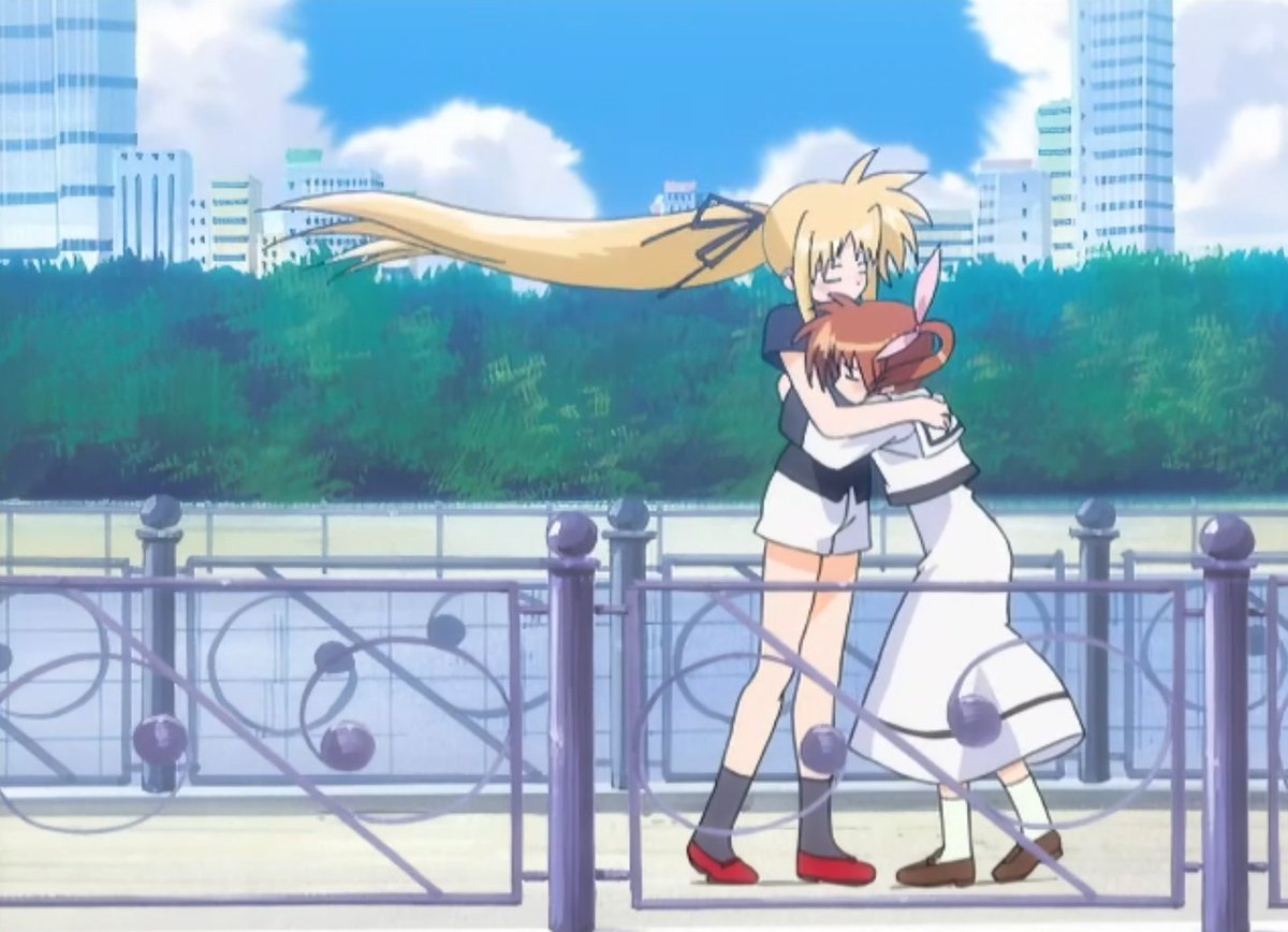 idkwhattofeell's tweet photo. beautiful ending for first season of magical girl lyrical nanoha now let me see those two reunite quickly https://t.co/zQwidYkaiC