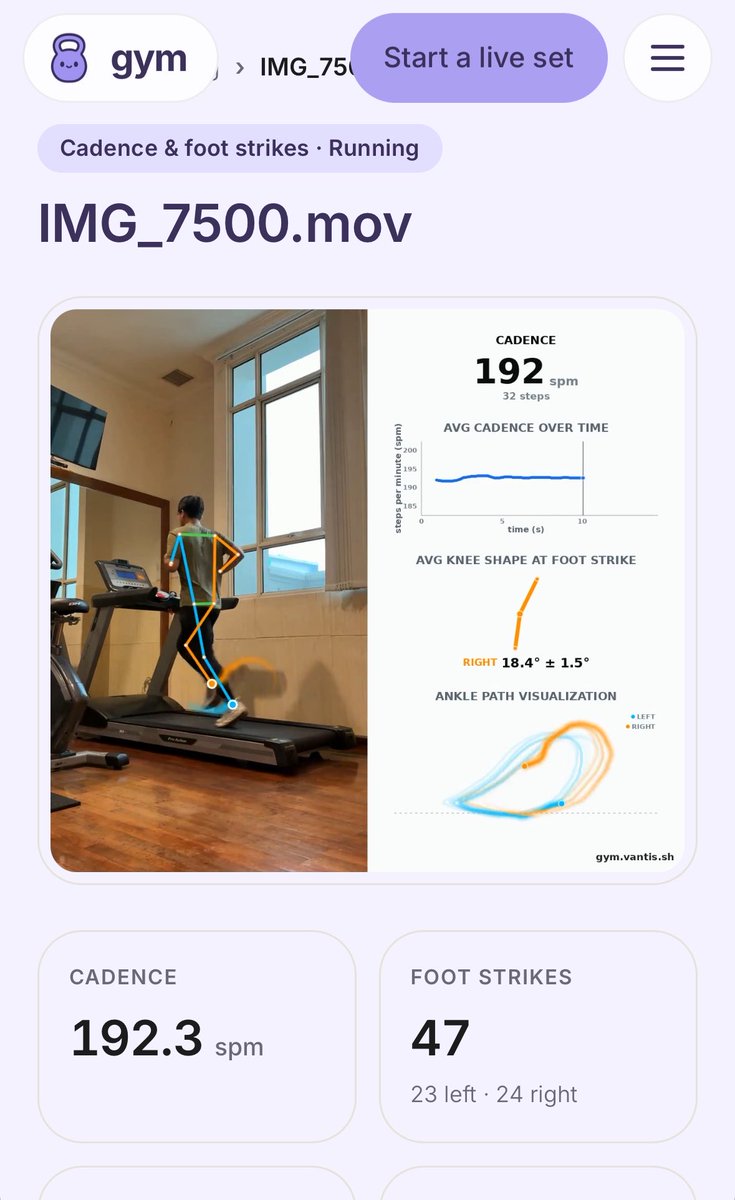 ___hamsky's tweet photo. @lucaxyzz Interesting! Tapi cadencenya lumayan beda, di garmin around 182-184
Gw actually juga bikin treadmill run dashboard, showing live metrics dari wearable
https://t.co/f0wPA0WrYm https://t.co/p7tg1zyZzz