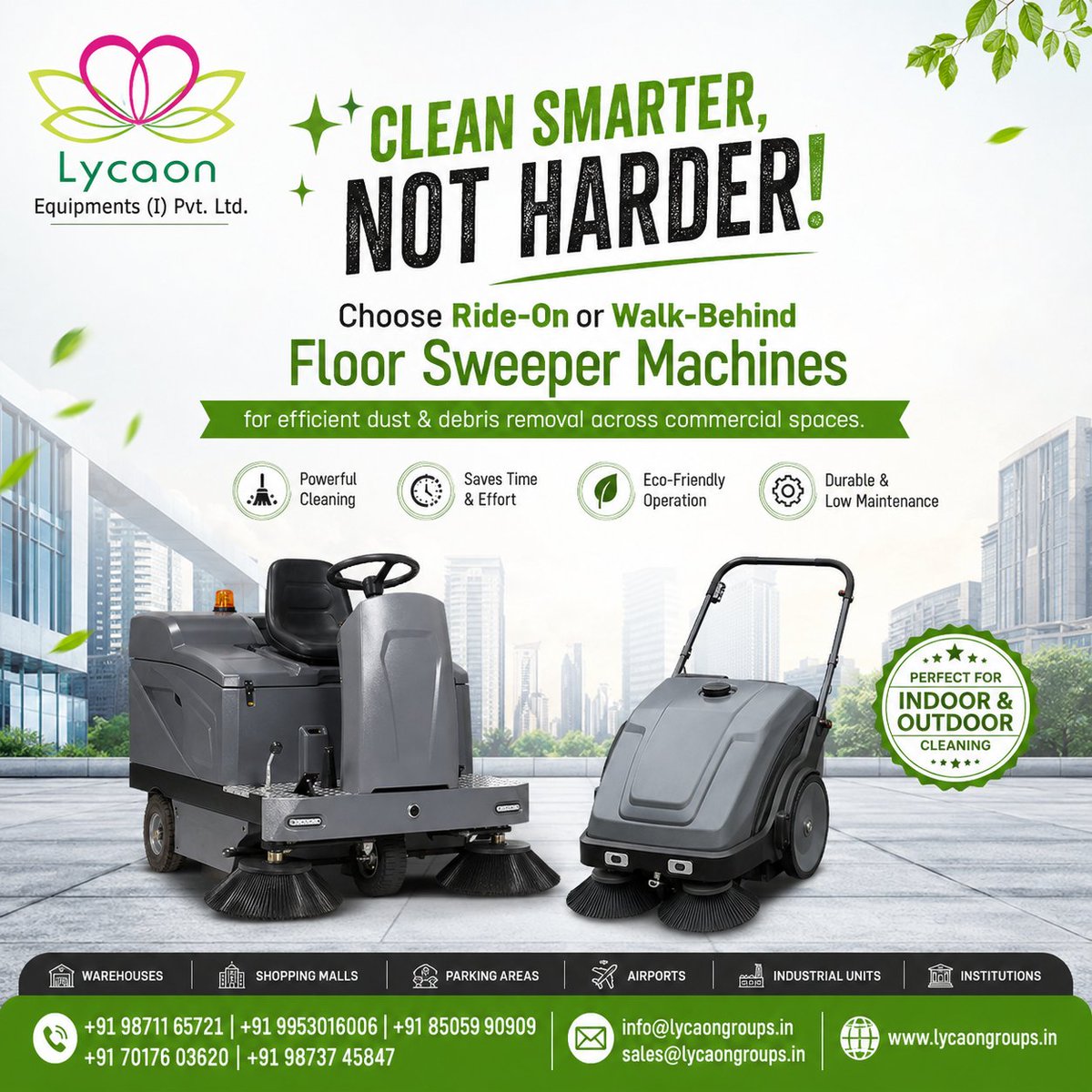 lycaongroups's tweet photo. Clean smarter, not harder! ✨ Choose Ride-On or Walk-Behind Floor Sweeper Machines for efficient dust & debris removal across commercial spaces.
#FloorCleaning #SweeperMachine #CleaningEquipment #SmartCleaning https://t.co/QjNgFRX3DM