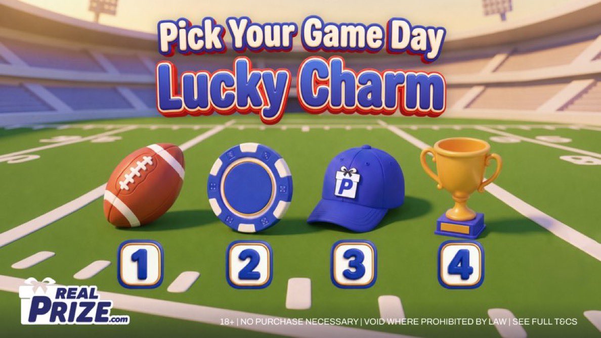 RealPrize85's tweet photo. 🏈 Before kickoff, every fan grabs their lucky charm...
Which one's yours? 🍀
1, 2, 3 or 4? https://t.co/PRgIDVvnpC