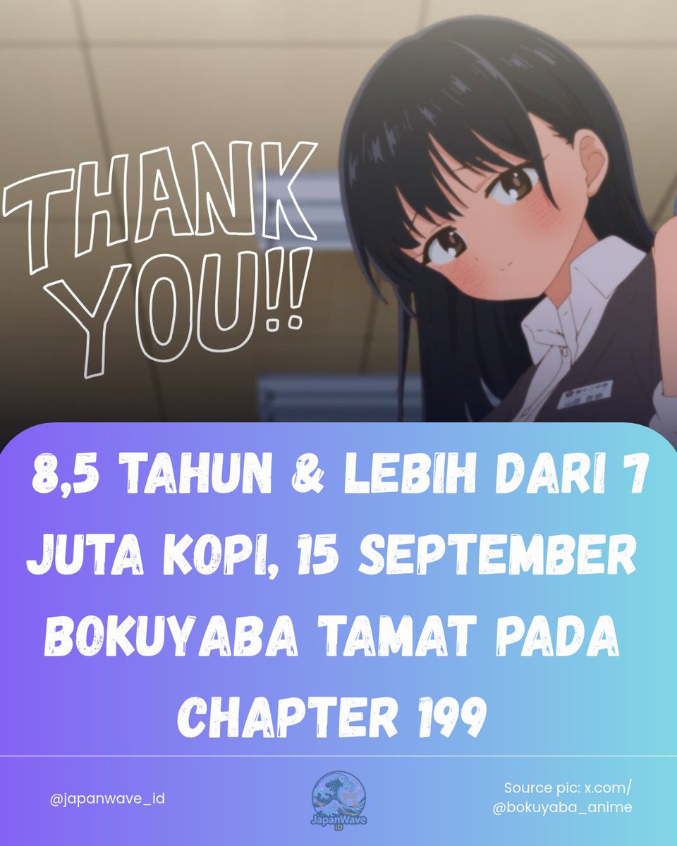 japanwave_id's tweet photo. BESOK TAMAT ! 😭 

BokuYaba tamat 15 Sept jam 10 pagi di Champion Cross setelah 8,5 tahun &amp; 7 jt kopi!

#僕ヤバ #BokuYaba #JapanWave https://t.co/hklZkeIPI6