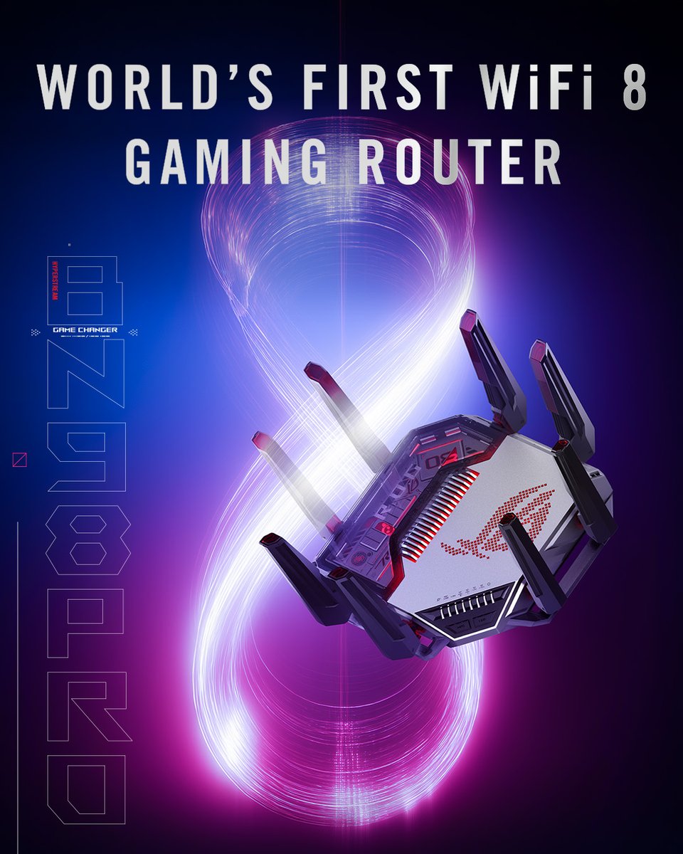 ASUS_ROG's tweet photo. When the network gets busy, don’t let lag take the win.⚡

With #WiFi8 multi-client enhancements and Adaptive QoE, the ROG Rapture GT-BN98 Series cuts through congestion to keep your gameplay fast, smooth, and responsive.

Stay competitive: 
👉🏻https://t.co/OyQZeQC7eA 
👉🏻https://t.co/4zg7CTBqMF 

#GamingRouter
