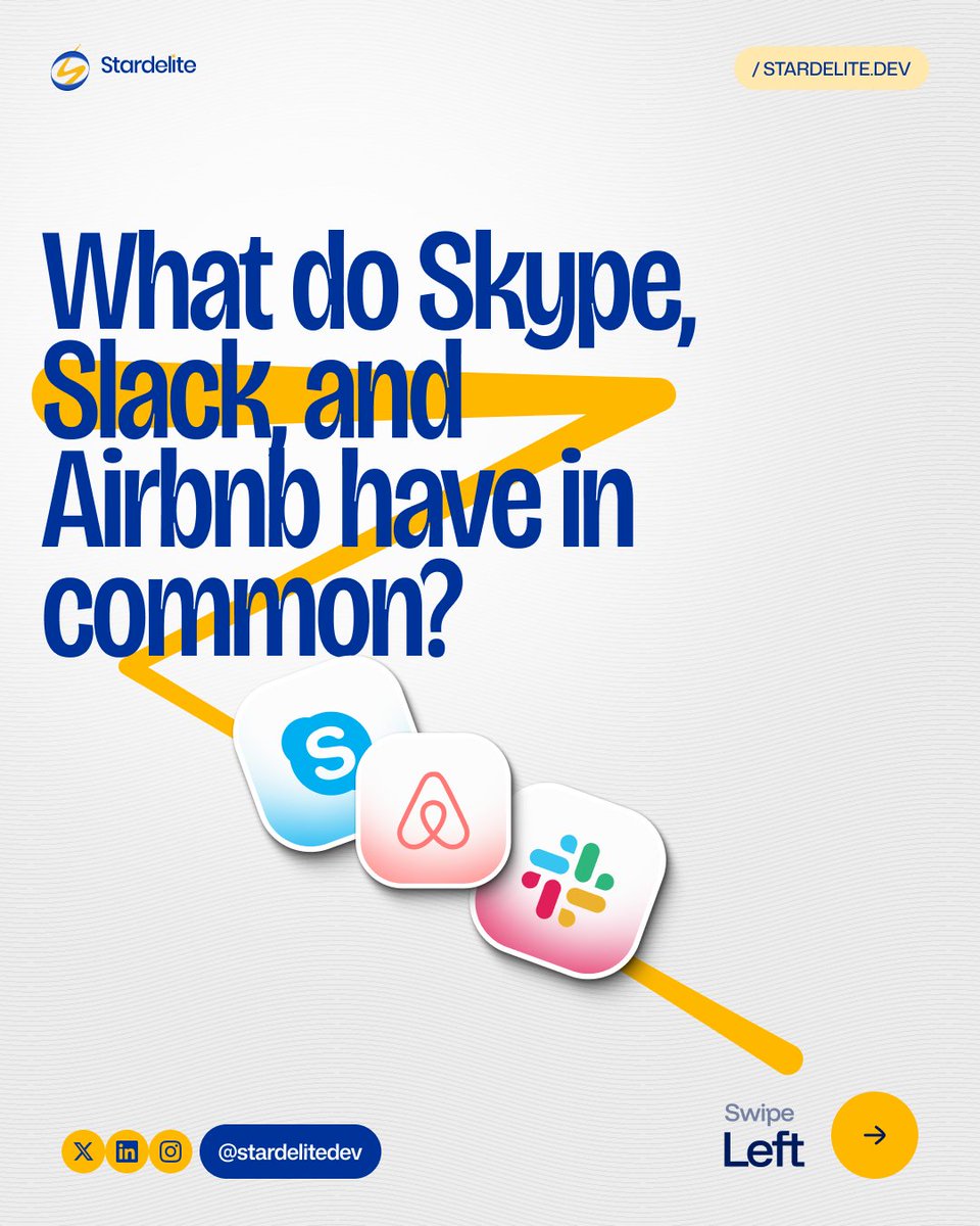 stardelitedev's tweet photo. Skype. Slack. Airbnb.
None of them were built by their founders alone🧵 https://t.co/tW7rO5z2cA