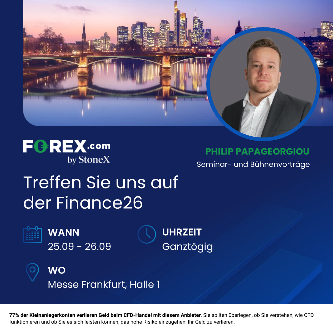 FOREXcomDE's tweet photo. 📍 Treffen Sie uns auf der Finance26 in Frankfurt! Am 25. und 26. September finden Sie das https://t.co/R1xbMcUvzH Team auf Deutschlands größter Trading-Messe am Stand D10. Kommen Sie vorbei, lernen Sie unser Team persönlich kennen und sprechen Sie mit uns über Ihr Trading, unsere Plattformen und Märkte.

Auch unser Marktanalyst @PhilipForexCom ist vor Ort und erwartet Sie mit drei spannenden Sessions:

25. September | 12:00 Uhr | TradingBühne
🎯 Optionen: Wie können sie genutzt werden?

25. September | 16:00 Uhr | TradingBühne
💬 Monatliches Einkommen aus dem Depot: seriöse Strategie oder gefährliches Versprechen?
Eine spannende Diskussionsrunde mit Philip und weiteren Trading-Experten.

26. September | 11:00 Uhr | Seminarraum 6
⏱️ Optionshandel: Die Rolle der Zeit verstehen

Wir freuen uns auf Ihren Besuch am Stand D10!

#Finance26 #FOREXcom #Trading #Optionen #Frankfurt #TradingExpo