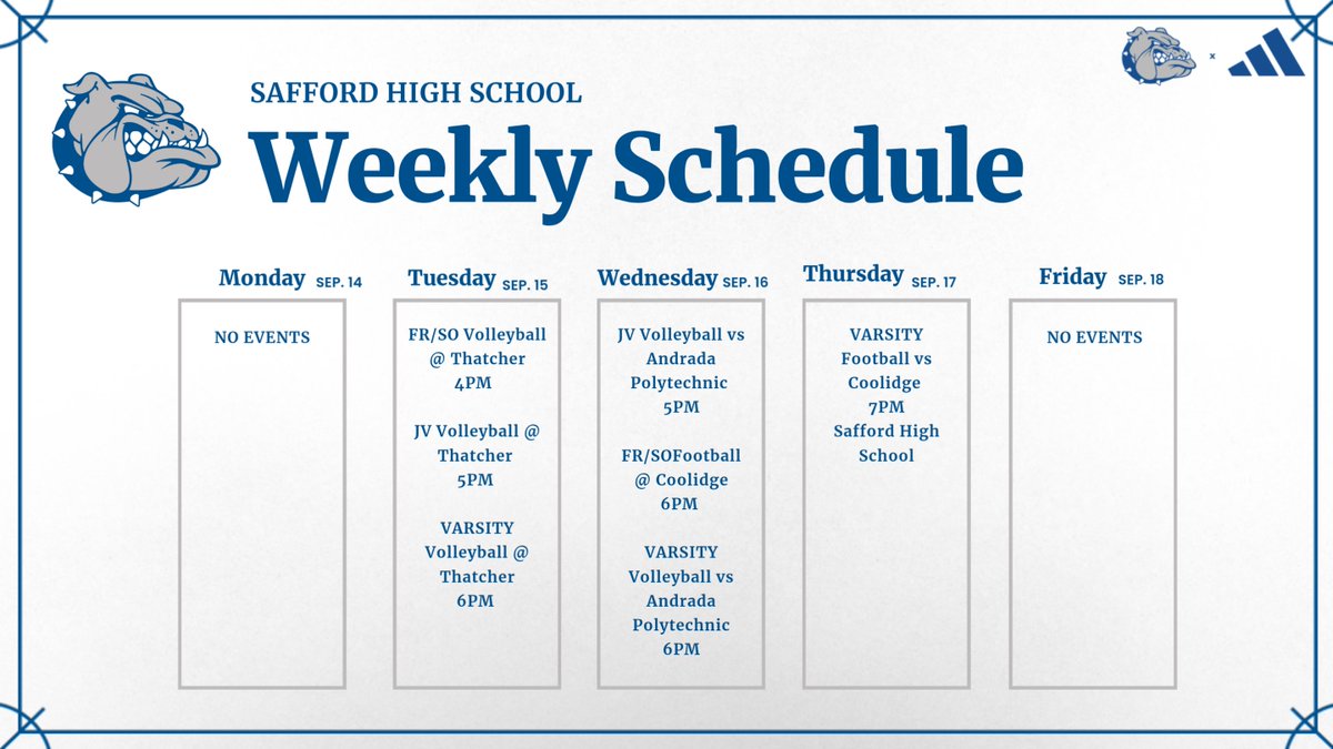 RyanScherlingAD's tweet photo. This week's schedule. https://t.co/tArA6XtA4d
