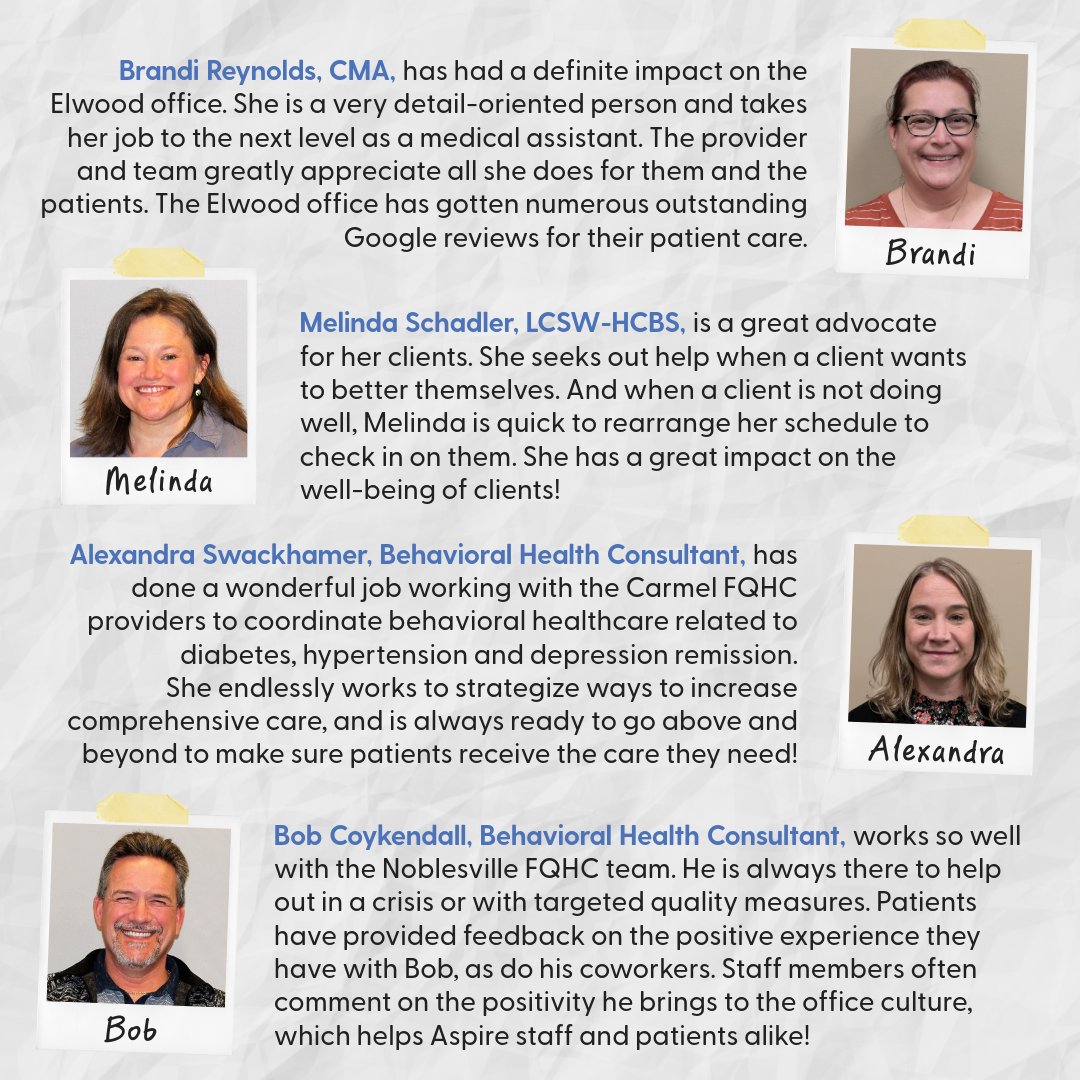AspireIndiana's tweet photo. At Aspire, we love to give recognition to our inspiring team members! ๐ซถ๐
#AspireIndianaHealth #IndianaEmployees #HealthCare #MentalHealth #PrimaryCare #BehavioralCare #AspireIndiana https://t.co/wzNO8zlLlR