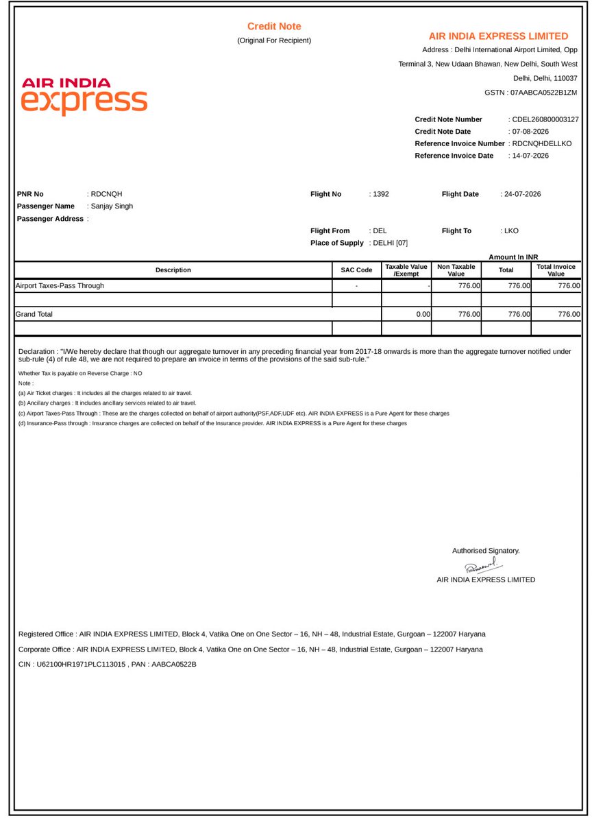 adhssecurity's tweet photo. @eDreams You got airport taxes refunded for my NO SHOW flight due to Batik Air delayed flight. Unfortunately, after too many follow up AXA rejected my claim. Please advice how to get my airport taxes which seems to paid to eDreams. The invoice from Air India is attached. https://t.co/y9adtnpwZv