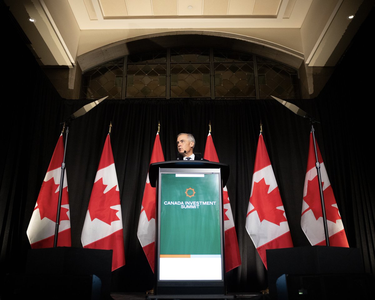 MarkJCarney's tweet photo. The first-ever Canada Investment Summit kicks off today in Toronto. 

Some of the largest investors in the world are here for a reason: they see our strength, they share our ambition, and they want to build big with us. https://t.co/Q8lBNlC5eL